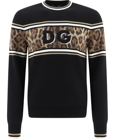 Shop Dolce & Gabbana Leopard Intarsia Knit Sweater In Multi
