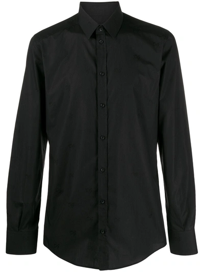 Shop Dolce & Gabbana Monogram Motif Shirt In Black