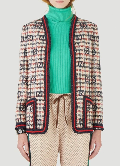 Shop Gucci Gg Check Tweed Jacket In Multi