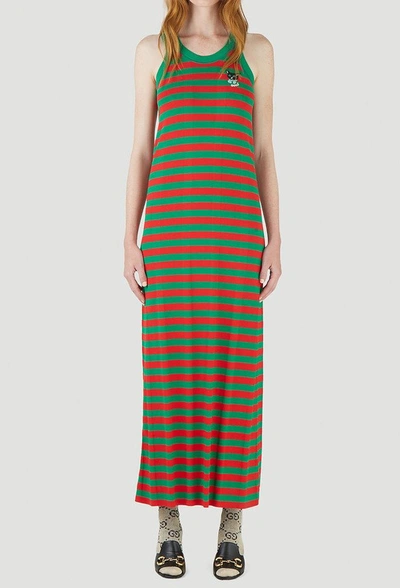 Shop Gucci Striped Knit Maxi Dress In Multi