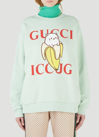Shop Gucci X Bananya Printed Sweatshirt In Green