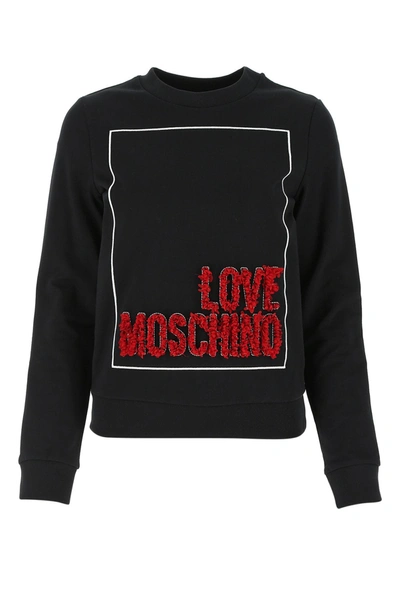 Shop Love Moschino Logo Crewneck Sweatshirt In Black