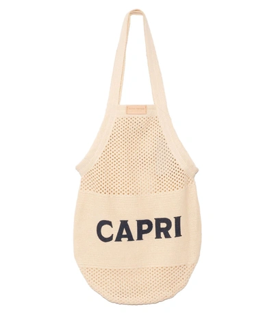 Shop Vanessa Bruno Capri Mesh Bag In Ecru/marine In Multi