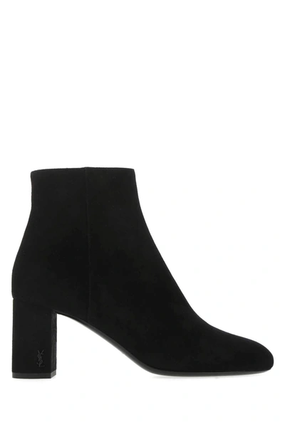 Shop Saint Laurent Lou Block Heel Boots In Black