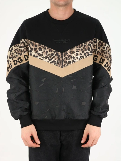Shop Dolce & Gabbana Mix Print Crewneck Sweatshirt In Multi