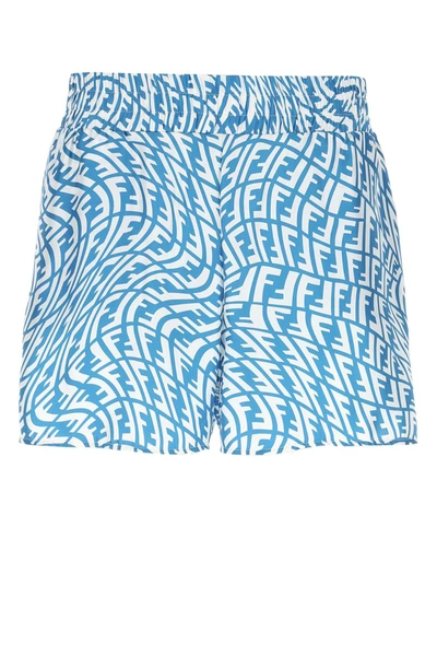 Shop Fendi Ff Vertigo Motif Bermuda Shorts In Blue