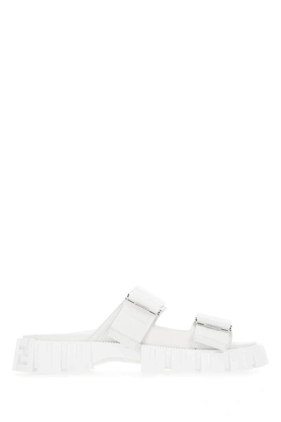 Shop Fendi Logo Jacquard Strapped Sandals In White