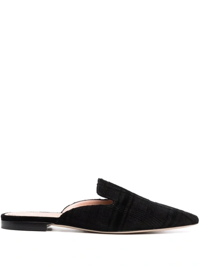 Shop Alberta Ferretti Check-pattern Pointed Mules In Schwarz