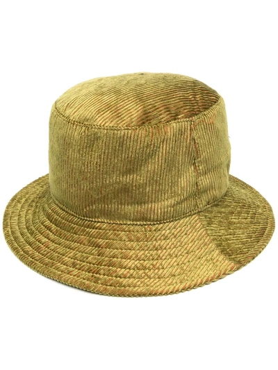 Shop Alberta Ferretti Logo-plaque Corduroy Bucket Hat In Grün