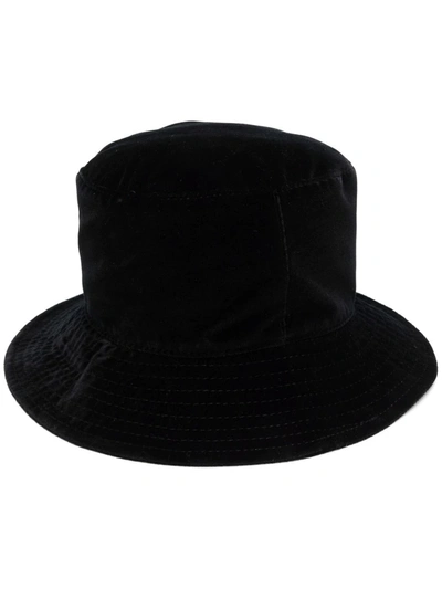 Shop Alberta Ferretti Logo-plaque Cotton Bucket Hat In Schwarz