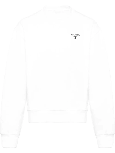 Shop Prada White Cotton Logo-print Sweatshirt