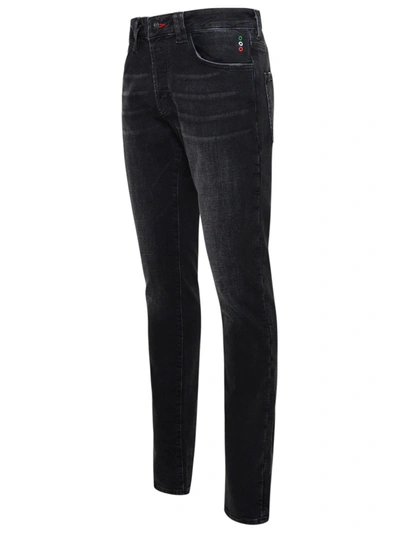 Shop Philipp Plein Jeans Super Straight In Cotone Nero In Black