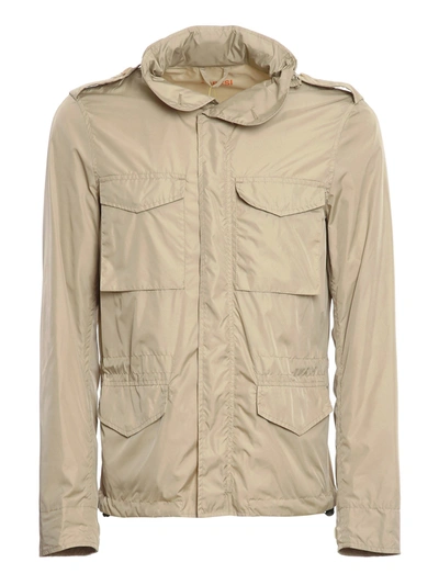 Shop Aspesi Nylon Jacket With Extractable Hood In Beige