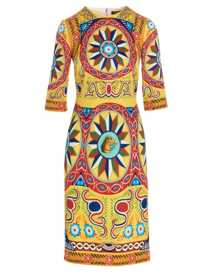 Shop Dolce & Gabbana Carretto Print Midi Dress In Multi