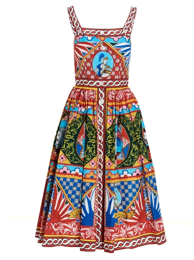 Shop Dolce & Gabbana Carretto Print Midi Dress In Multi