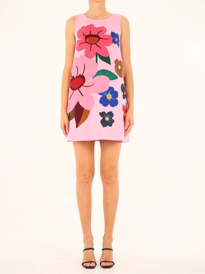 Shop Dolce & Gabbana Floral Patches Mini Dress In Multi