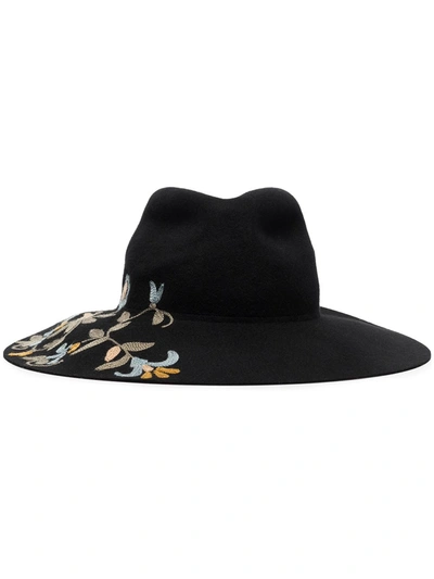 Shop Etro Embroidered Fedora Hat In Black