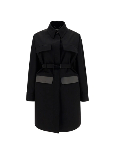 Shop Fendi Belted Single Breasted Coat In Black