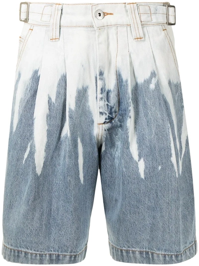 Shop Feng Chen Wang Acid Wash Knee-length Denim Shorts In Blue