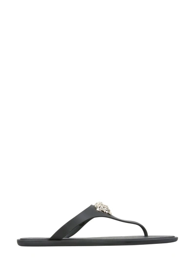 Shop Versace Medusa Flip Flop Sandals In Black