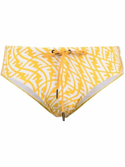 Shop Fendi X Sarah Coleman Fisheye Swim Briefs Yellow