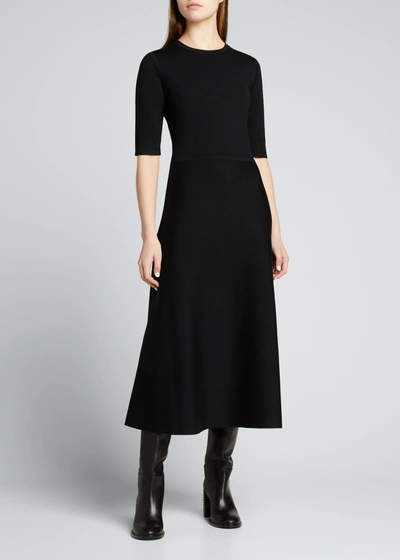 Shop Gabriela Hearst Seymore Wool-cashmere Midi Dress In Black