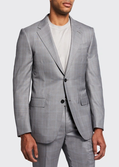 Shop Ermenegildo Zegna Men's Wool-silk Windowpane Two-piece Suit In Gray