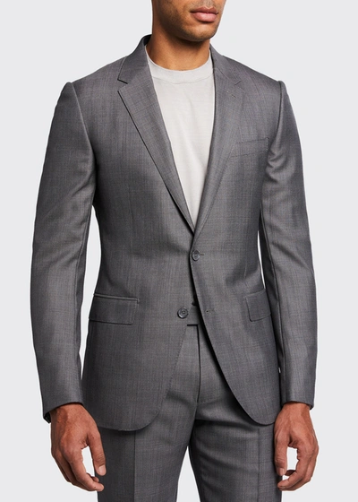Shop Ermenegildo Zegna Men's Wool-silk Tic City Suit In Gray