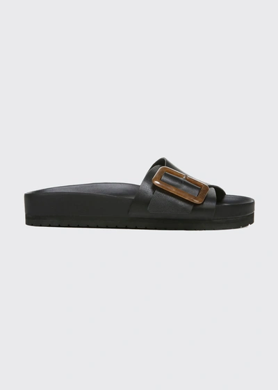 Shop Vince Grant Leather Buckle Platform Sandals In Black