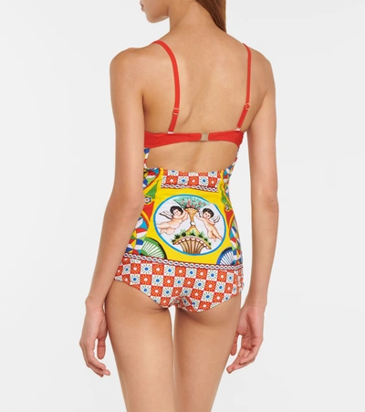 Shop Dolce & Gabbana Printed Swimsuit In Multicoloured