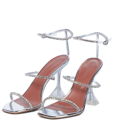 Amina Muaddi Gilda Glass Crystal-embellished Pvc And Leather Sandals In Silver