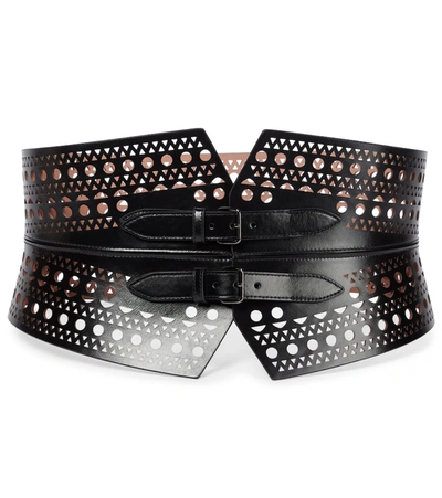 Shop Alaïa Laser-cut Leather Belt In Black