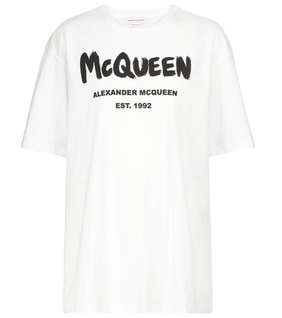 Shop Alexander Mcqueen Logo Cotton Jersey T-shirt In White