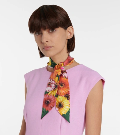 Shop Dolce & Gabbana Floral Silk Faille Scarf In Pink