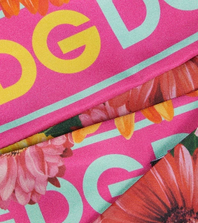 Shop Dolce & Gabbana Floral Silk Faille Scarf In Pink