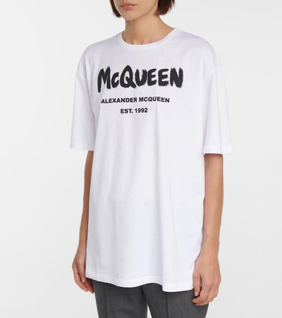 Shop Alexander Mcqueen Logo Cotton Jersey T-shirt In White