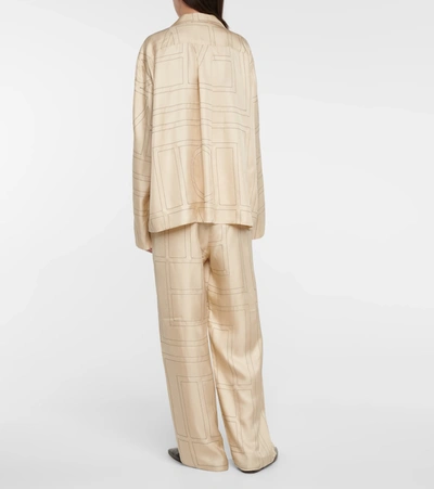 印花真丝斜纹布睡衣衬衫