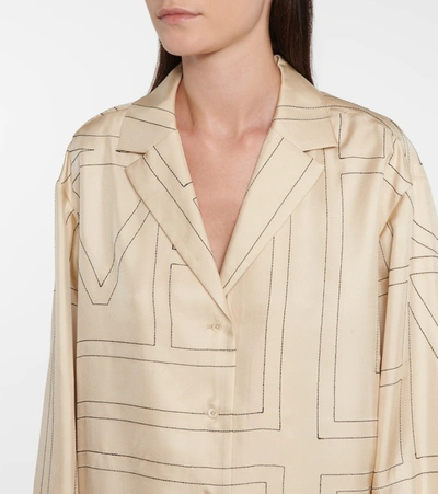 印花真丝斜纹布睡衣衬衫