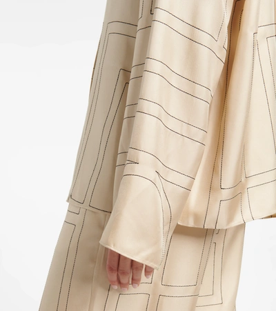 印花真丝斜纹布睡衣衬衫