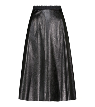 Moncler Faux Leather Midi Skirt In Black