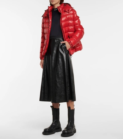 Moncler Faux Leather Midi Skirt In Black
