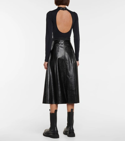 Moncler Faux Leather Midi Skirt In Black