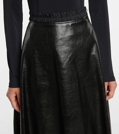 Moncler Faux Leather Midi Skirt In Black