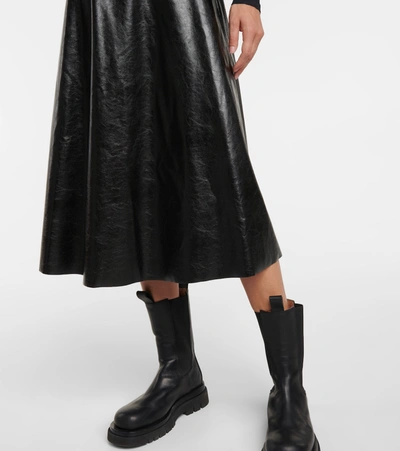 Moncler Faux Leather Midi Skirt In Black