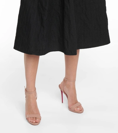 Christian Louboutin Loubi Queen 120 Leather Sandals In Neutral