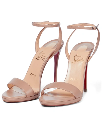 Shop Christian Louboutin Loubi Queen 120 Leather Sandals In Brown