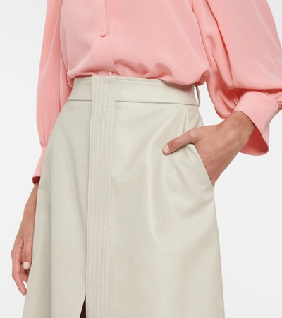 Shop Stella Mccartney Lauren Faux Leather Midi Skirt In Beige