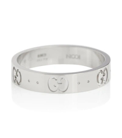 Shop Gucci Icon 18kt White Gold Ring In Silver