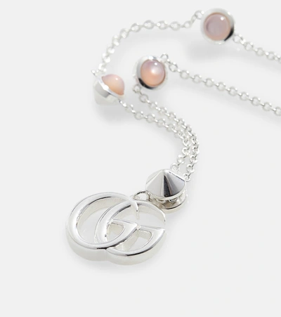 Shop Gucci Double G Sterling Silver Necklace With Mother Of Pearl