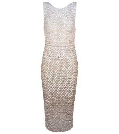 Shop Missoni Sequined Knit Midi Dress In Beige